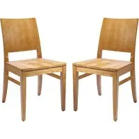 Owensboro Wooden Side Chairs Pair - Natural Oak
