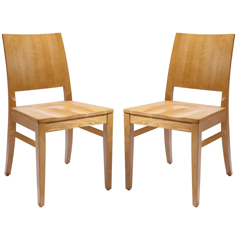 Owensboro Wooden Side Chairs Pair - Natural Oak image