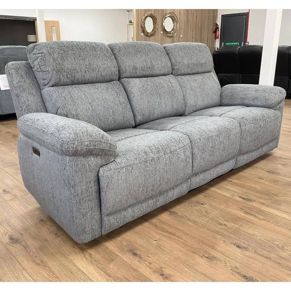 Owenton 3-Seater Electric Recliner Sofa - Grey, Fabric