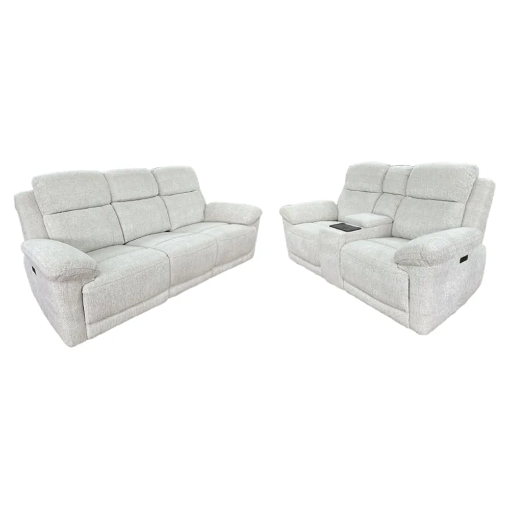 Owenton 3+2 Seater Electric Recliner Sofa Set - Beige, Fabric
