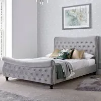 Owenton Chesterfield King Size Bed Frame - Grey, Velvet