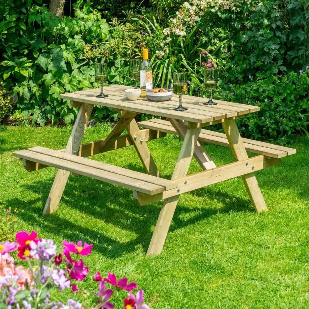 Oxer 1.2m Garden Picnic Table - Natural, Timber product