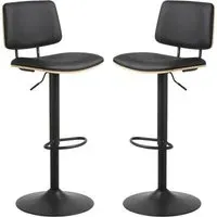 Oxford Bar Stools with Gas Lift - Black, Oak