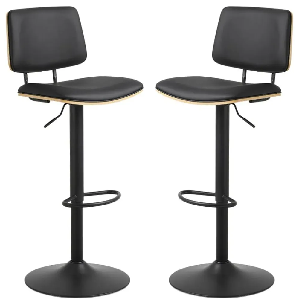 Oxford Bar Stools with Gas Lift - Black, Oak