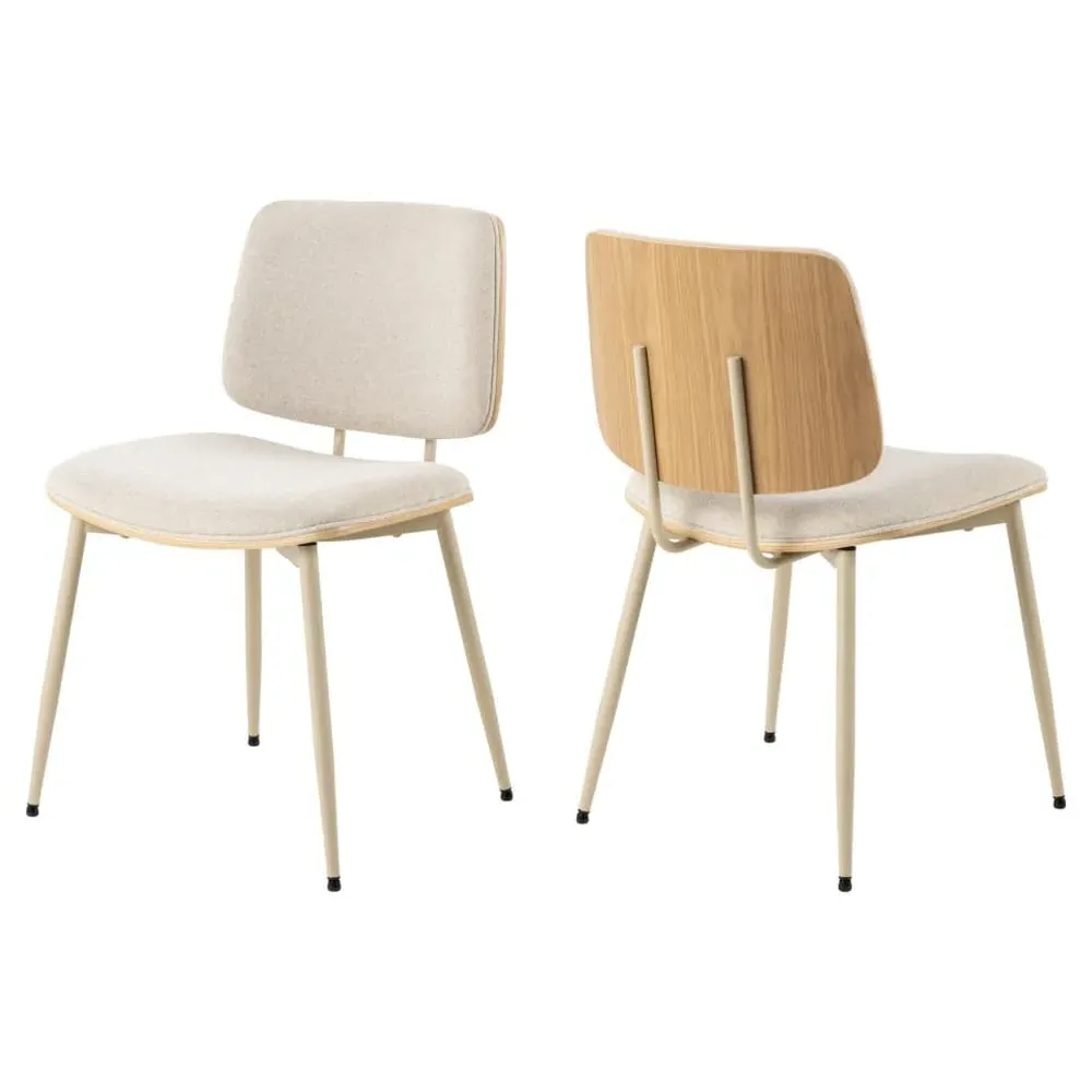 Oxford Dining Chairs In Pair - Beige, Oak image