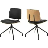 Oxford Dining Chairs with Swivel Base - Black, PU Leather