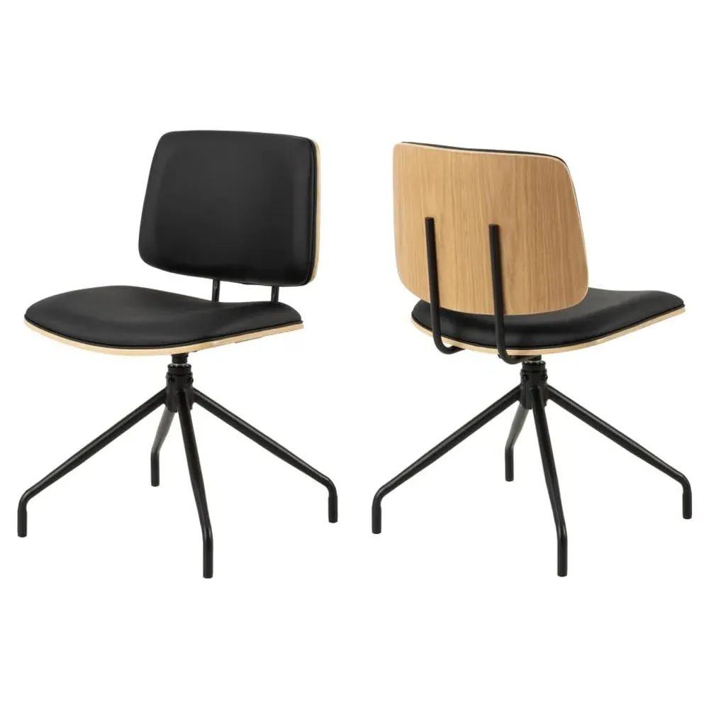 Oxford Dining Chairs with Swivel Base - Black, PU Leather image