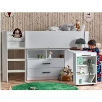 Oxford Mid Sleeper Bed with Desk - White, Wood
