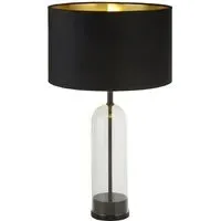 Oxford Velvet Shade Table Lamp - Black, Glass Marble Base