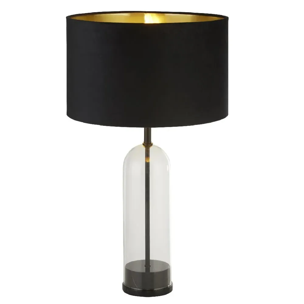 Oxford Velvet Shade Table Lamp - Black, Glass Marble Base image