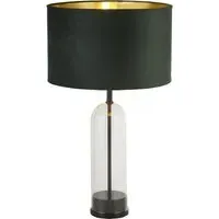 Oxford Velvet Shade Table Lamp - Green, Glass Marble Base