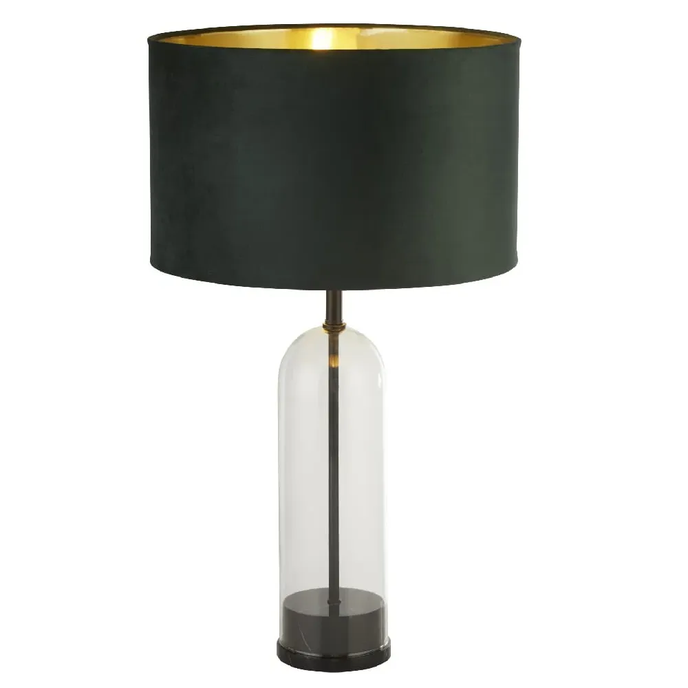Oxford Velvet Shade Table Lamp - Green, Glass Marble Base