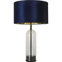 Oxford Velvet Shade Table Lamp - Navy, Glass Marble Base
