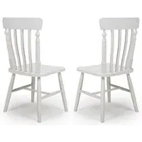 Oxford Wooden Slat Back Dining Chairs Pair - White, Oak