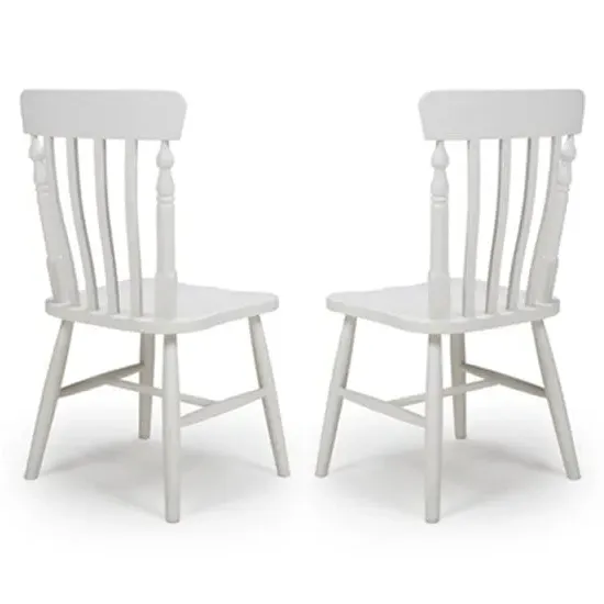 Oxford Wooden Slat Back Dining Chairs Pair - White, Oak image