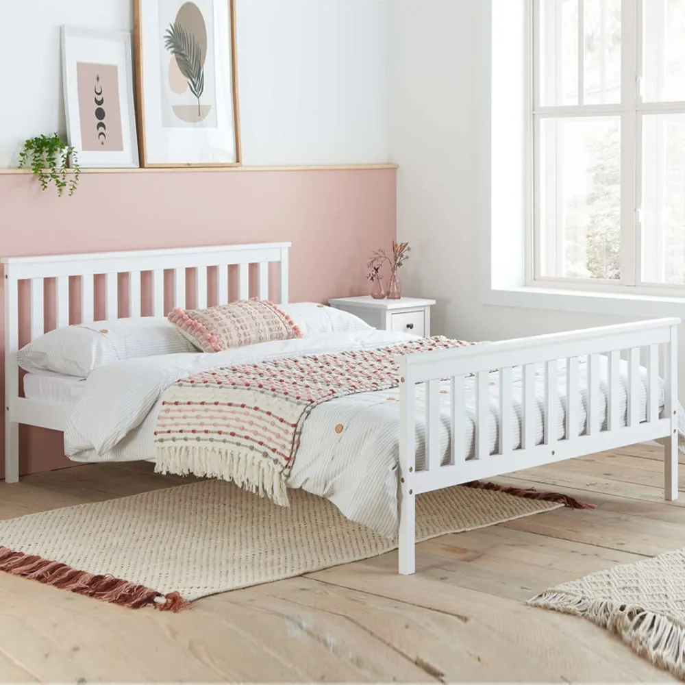 Oxfords Double Bed Frame - White, Wood
