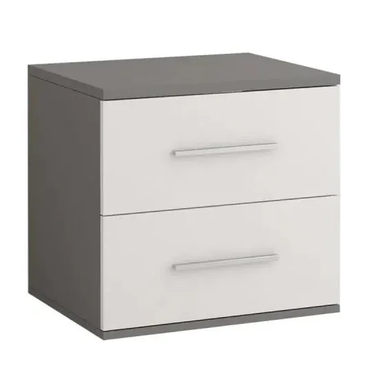 Oxnard Bedside Cabinet with 2 Drawers - Grey