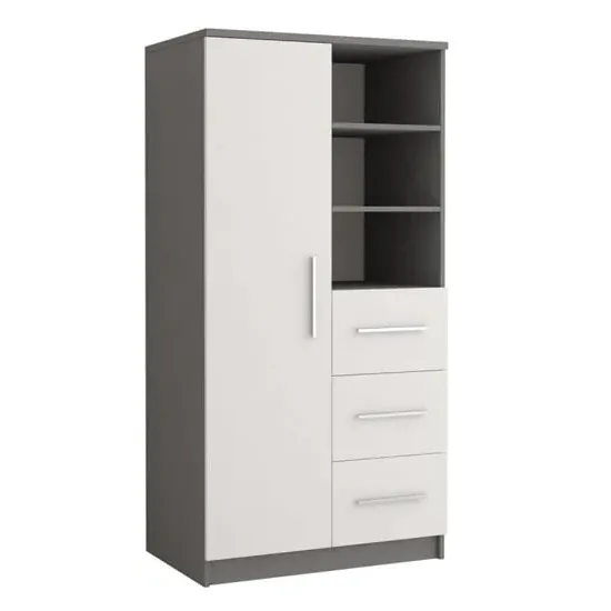 Oxnard Highboard with 1 Door 3 Drawers - Grey