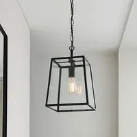 Oxon Clear Glass Shade Ceiling Pendant Light - Matt Black