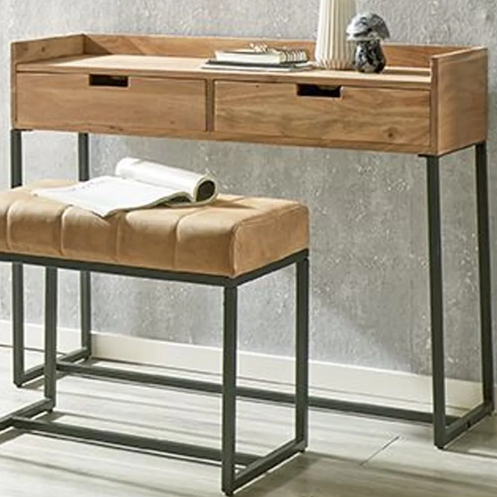 Ozark Large Console Table with 2 Drawers - Black, Oak image