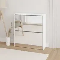 Ozark Mirrored High Gloss Shoe Cabinet with 2 Flaps - White