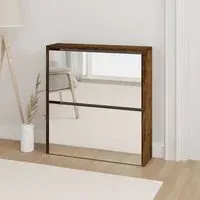Ozark Mirrored Shoe Cabinet with 2 Flaps - Smoked Oak