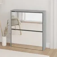 Ozark Mirrored Shoe Storage Cabinet with 2 Flip Doors - Grey Sonoma