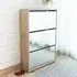 Ozark Mirrored Shoe Storage Cabinet with 3 Flip Doors - Oak