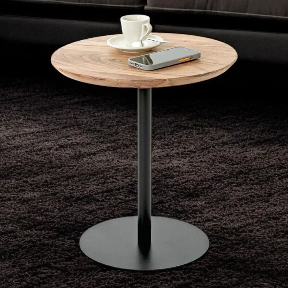 Ozark Round End Table - Black, Oak image