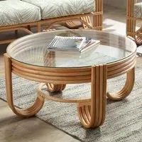 Paarl Round Coffee Table - Clear, Rattan