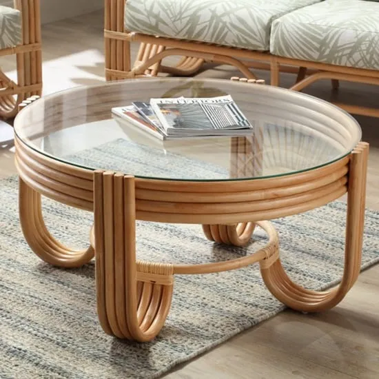 Paarl Round Coffee Table - Clear, Rattan