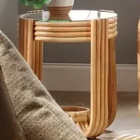 Paarl Round Lamp Table - Clear, Rattan