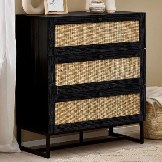 Pabla 3-Drawer Chest - Black, Melamine image