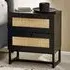 Pabla Bedside Cabinet with 2 Drawers - Black, Rattan