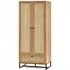 Pabla Wardrobe with 2 Doors 1 Drawer - Oak, Rattan