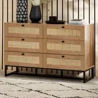Pabla Wide 6-Drawer Chest - Oak, Melamine