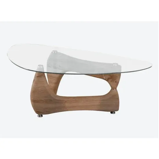 Pacari Coffee Table - Clear Glass, Natural Wood product