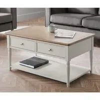 Pacari Coffee Table with 2 Drawers - Grey, Limed Oak