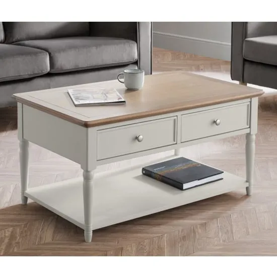 Pacari Coffee Table with 2 Drawers - Grey, Limed Oak image