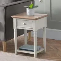 Pacari Lamp Table with Drawer - Grey, Limed Oak