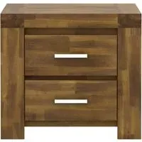 Pacay Wooden Bedside Cabinet with 2 Drawers - Brush Effect