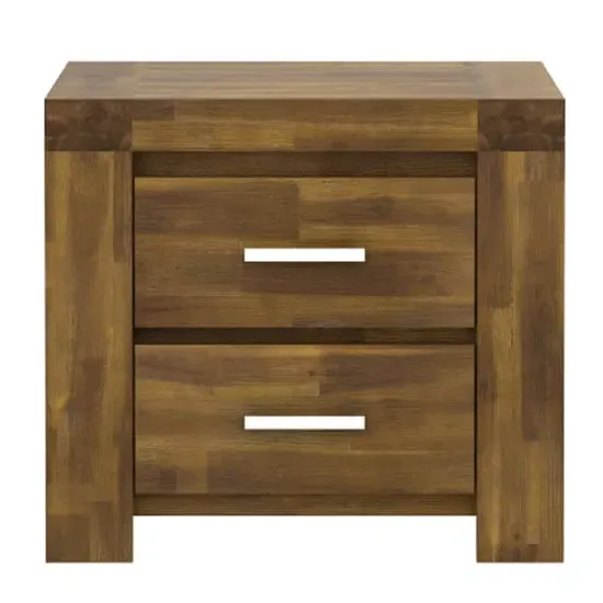 Pacay Wooden Bedside Cabinet with 2 Drawers - Brush Effect image