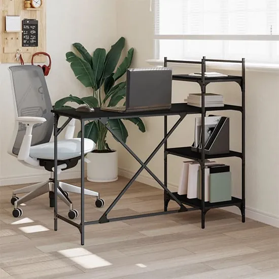 Pacific Computer Desk with Shelves - Black image