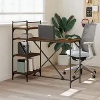 Pacific Computer Desk with Shelves - Brown Oak