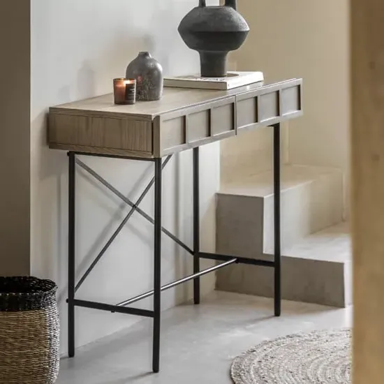 Pacific Console Table with 2 Drawers - Smoked Oak