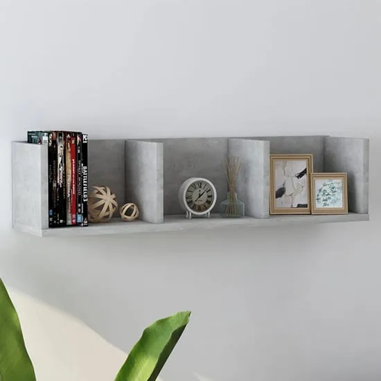 Pacorro 3-Compartment Wall Shelf - Concrete Effect image