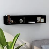 Pacorro 4-Compartment Wall Shelf - Black, Engineered Wood