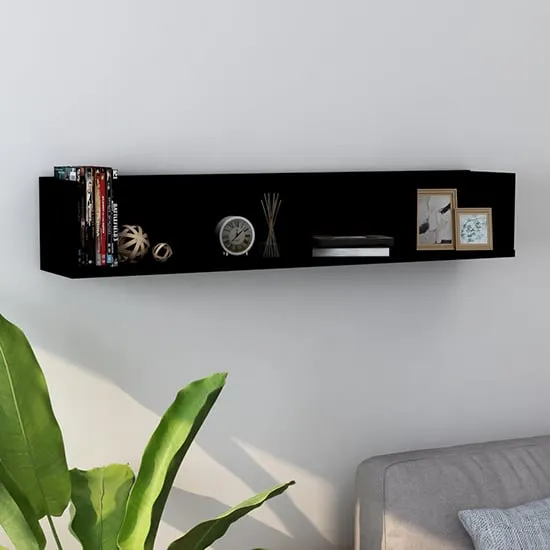 Pacorro 4-Compartment Wall Shelf - Black, Engineered Wood