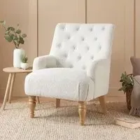 Padston Bedroom Chair with Oak Legs - White, Fabric