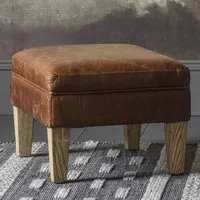 Padston Footstool - Vintage Brown, Leather alternate view